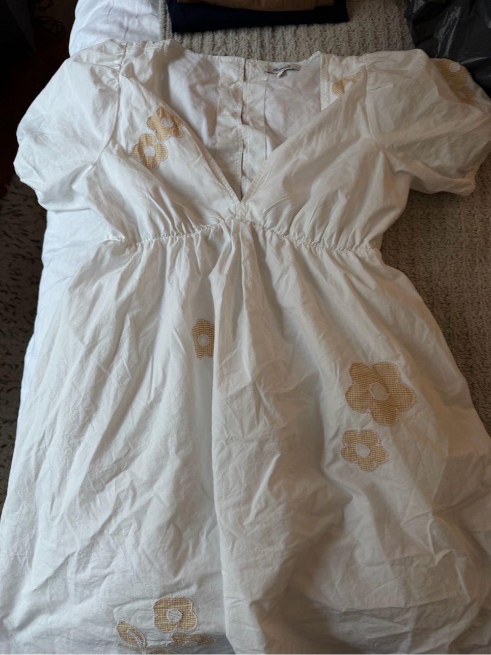 Madewell White Kids Dress with Beige Floral Appliqué